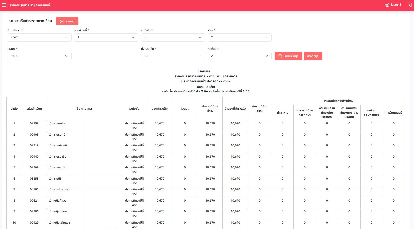 image03 Screenshot of financial report and fee payment status